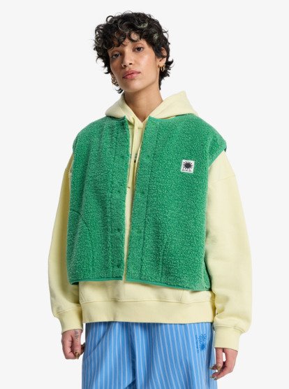 Cropped - Sleeveless Sherpa Vest for Women  EQWPF03002