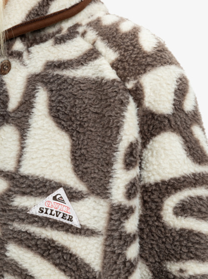quiksilver, Chalok Sherpa - Chaqueta polar con botones para mujer, CHOCOLATE BROWN CHALOK CHECKER (csd6) Chalok Sherpa - Buttoned Polar Fleece Jacket for Women  EQWPF03003