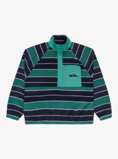 quiksilver, Renek Hz - Forro polar para mujer, DEEP SEA STRP RENEK (gmw6) Renek Hz - Polar Fleece for Women  EQWPF03006