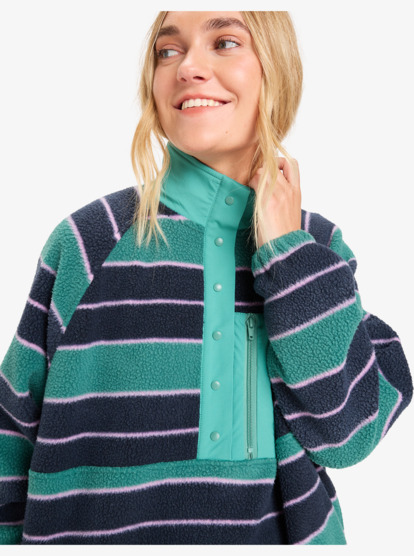 quiksilver, Renek Hz - Forro polar para mujer, DEEP SEA STRP RENEK (gmw6) Renek Hz - Polar Fleece for Women  EQWPF03006
