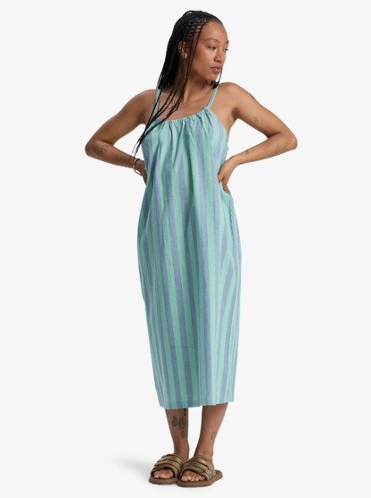 quiksilver, Philia - Midi Dress for Women, GREEN SPRUCE STRIPE (gkz3) Philia - Midi Dress for Women  EQWWD03115