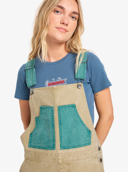 quiksilver, Sand - Relaxed Dungarees for Women, ELMWOOD (tmp0) Sand - Relaxed Dungarees for Women  EQWWD03121