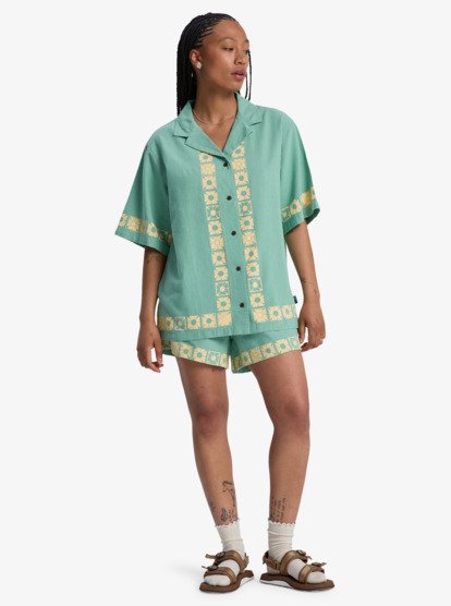 quiksilver, Bahamas - Short Sleeve Shirt for Women, MALACHITE GREEN (gjr0) Bahamas - Short Sleeve Shirt for Women  EQWWT03145
