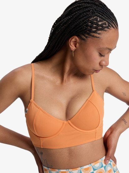 quiksilver, Melly - Medium Coverage Bikini Top for Women, CORAL GOLD (nkt0) Melly - Medium Coverage Bikini Top for Women  EQWX303137