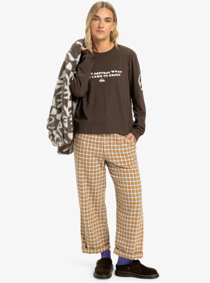 quiksilver, Standard - Camisola de manga comprida para mulher, CHOCOLATE BROWN (csd0) Standard - Long Sleeve T-Shirt for Women  EQWZT03200