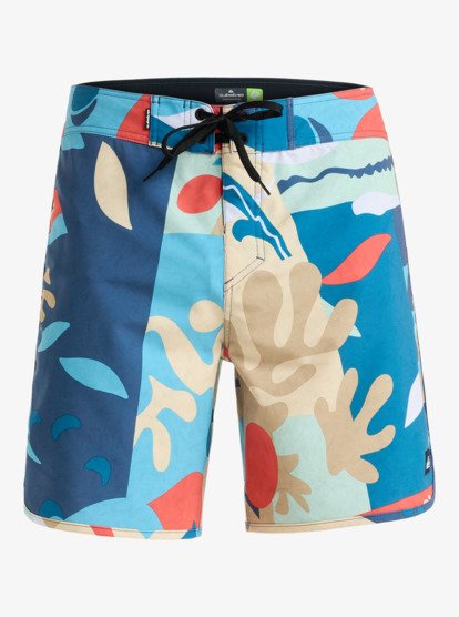 quiksilver, Surfsilk Scallop 18" - Board Shorts for Men, KHAKI ABSTRACTOM (cjz3) Surfsilk Scallop 18" - Board Shorts for Men  EQYBS04862
