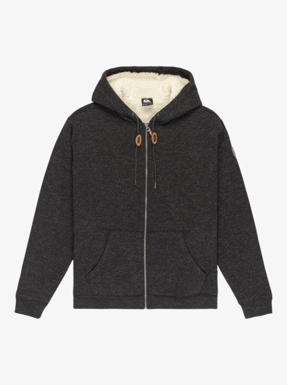 quiksilver, Keller Sherpa - Sudadera de sherpa con capucha y cremallera para hombre, BLACK HEATHER (kvjh) Keller Sherpa - Full Zip Sherpa Hoodie for Men  EQYFT05112