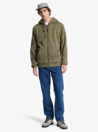 quiksilver, Keller Sherpa - Full Zip Sherpa Hoodie for Men, ALOE HEATHER (tmsh) Keller Sherpa - Full Zip Sherpa Hoodie for Men  EQYFT05112