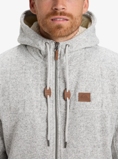 quiksilver, Cypress Keller - Sweatshirt com capuz em velo com fecho completo para homem, LIGHT GREY HEATHER (sjsh) Cypress Keller - Full Zip Hoodie Fleece for Men  EQYFT05113