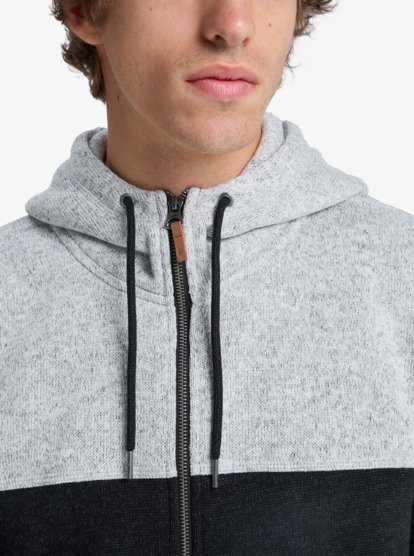 quiksilver, Keller Block Zip - Casaco com capuz com fecho completo para homem, BLACK HEATHER (kvjh) Keller Block Zip - Full Zip Hoodie for Men  EQYFT05122