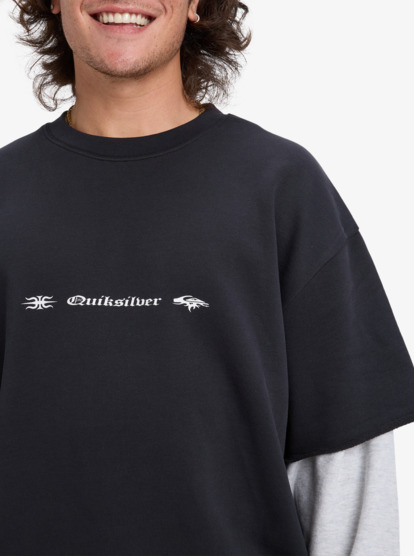 quiksilver, Openbar - Top im Lagen-Look für Männer, BLACK (kvj0) Openbar - Mock Layered Crew for Men  EQYFT05154