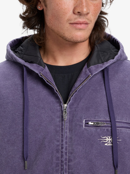 quiksilver, Straight Out Mercury - Veste Street à capuche pour Homme, PURPLE VELVET (psm0) Straight Out Mercury - Street Hooded Jacket for Men  EQYJK04180