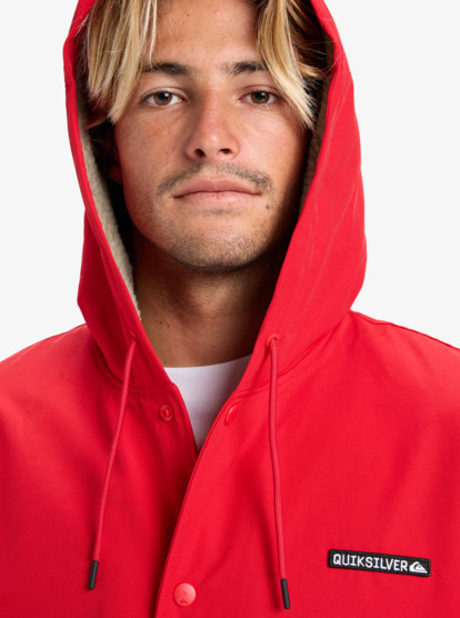 quiksilver, Rain Cloud 3K - Waterproof Coach Hooded Jacket for Men, SALSA (rzm0) Rain Cloud 3K - Waterproof Coach Hooded Jacket for Men  EQYJK04186