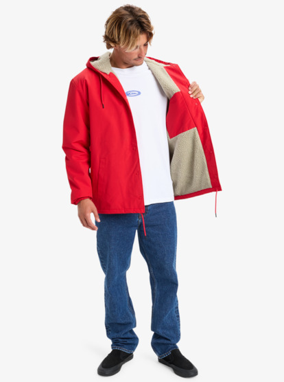 quiksilver, Rain Cloud 3K - Waterproof Coach Hooded Jacket for Men, SALSA (rzm0) Rain Cloud 3K - Waterproof Coach Hooded Jacket for Men  EQYJK04186