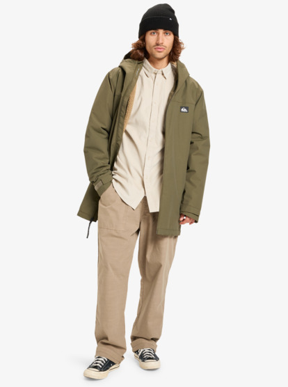 quiksilver, Overcast 3K Parka - Waterproof Hooded Jacket for Men, GRAPE LEAF (cre0) Overcast 3K Parka - Waterproof Hooded Jacket for Men  EQYJK04203