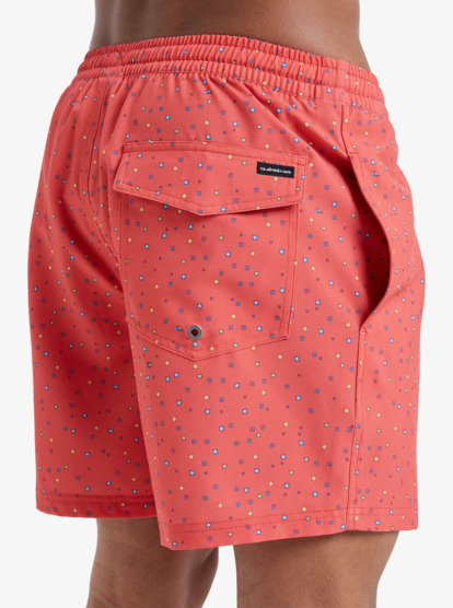 quiksilver, Surfsilk Straight 16" - Swim Shorts for Men, SPICED CORAL MINI CHAOS (mlh2) Surfsilk Straight 16" - Swim Shorts for Men  EQYJV04107