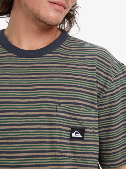 quiksilver, Onyx Striped - T-shirt de manga curta para homem, FALLEN ROCK ONYX STRIPE (tzc3) Onyx Striped - Short Sleeve T-Shirt for Men  EQYKT04393