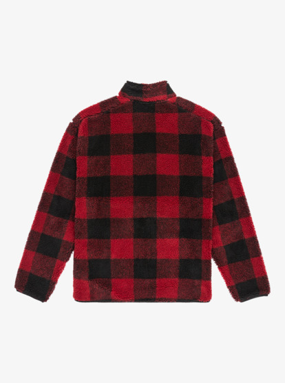quiksilver, Mercury Woodlands Sherpa - Veste Sherpa à carreaux pour Homme, WOODLANDS BIKING RED (rsg1) Mercury Woodlands Sherpa - Half Zip Sherpa Check Jacket for Men  EQYPF03070