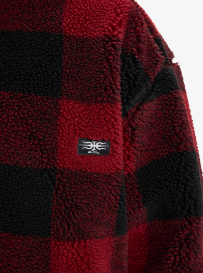 quiksilver, Mercury Woodlands Sherpa - Veste Sherpa à carreaux pour Homme, WOODLANDS BIKING RED (rsg1) Mercury Woodlands Sherpa - Half Zip Sherpa Check Jacket for Men  EQYPF03070