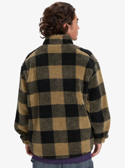 quiksilver, Mercury Woodlands Sherpa - Veste Sherpa à carreaux pour Homme, WOODLANDS ELMWOOD (tmp1) Mercury Woodlands Sherpa - Half Zip Sherpa Check Jacket for Men  EQYPF03070