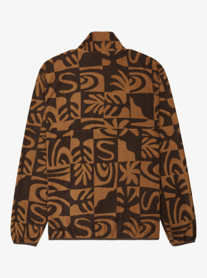 quiksilver, No Destination Hs - "Half Opening With Snaps Micro Fleece for Men, CHOCOLATE BROWN DESERT CHECKER (csd6) No Destination Hs - "Half Opening With Snaps Micro Fleece for Men  EQYPF03072