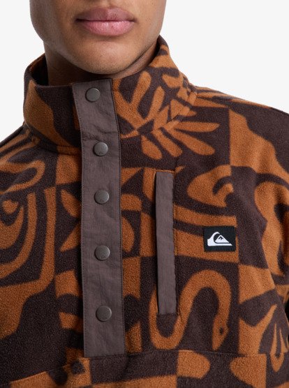 quiksilver, No Destination Hs - "Half Opening With Snaps Micro Fleece for Men, CHOCOLATE BROWN DESERT CHECKER (csd6) No Destination Hs - "Half Opening With Snaps Micro Fleece for Men  EQYPF03072