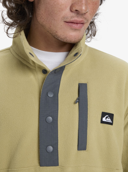quiksilver, No Destination Hs - "Half Opening With Snaps Micro Fleece for Men, SPONGE (tkp0) No Destination Hs - "Half Opening With Snaps Micro Fleece for Men  EQYPF03072