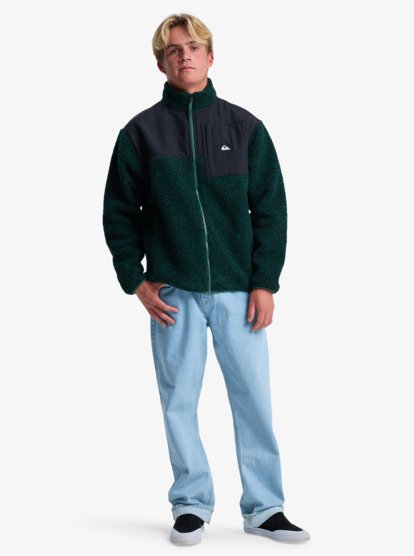 quiksilver, Shallow Water - Sherpa jas met rits voor Heren, TREKKING GREEN HEATHER (gsc6) Shallow Water - Full Zip Sherpa Jacket for Men  EQYPF03076
