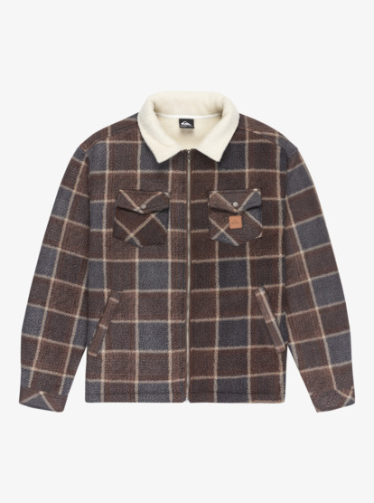 quiksilver, Sherpa - Jacket Fleece for Men, CHOCOLATE BROWN SHERPA PLAID (csd6) Sherpa - Jacket Fleece for Men  EQYPF03080