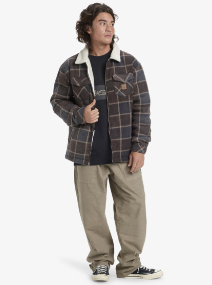 quiksilver, Sherpa - Jacket Fleece for Men, CHOCOLATE BROWN SHERPA PLAID (csd6) Sherpa - Jacket Fleece for Men  EQYPF03080