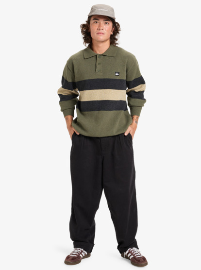 quiksilver, Cooper Polo - Polo Sweater for Men, LODEN GREEN  RUGBY POLO STRIPE (gng3) Cooper Polo - Polo Sweater for Men  EQYSW03331