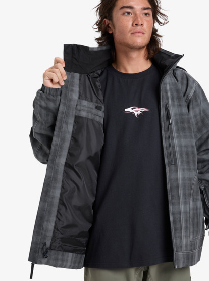 quiksilver, Live Wire 10K - Funktionelle Snow-Jacke mit Kapuze für Männer, MERCURY CHECK TRUE BLACK (kvj6) Live Wire - Technical Snow Jacket for Men  EQYTJ03489