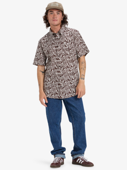 quiksilver, Apero Classic - Kurzärmliges Hemd für Männer, CHOCOLATE BROWN MINI DESERT CH (csd6) Apero Classic - Short Sleeve Shirt for Men  EQYWT04605