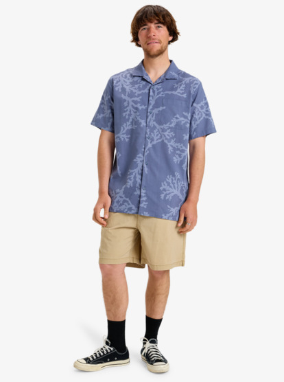quiksilver, Beach Club Casual - Short Sleeve Shirt for Men, VINTAGE INDIGO SYMBIOSEA CORAL (byl6) Beach Club Casual - Short Sleeve Shirt for Men  EQYWT04631