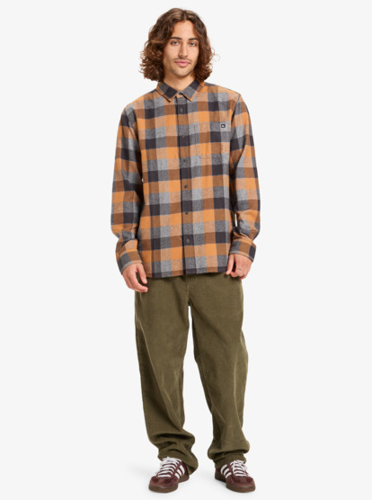 quiksilver, Motherfly Plaid - Camisa de manga comprida para homem, ALMOND MOTHERFLY CHECK (cmd1) Motherfly Plaid - Long Sleeve Shirt for Men  EQYWT04642