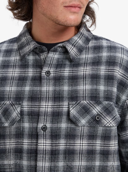 quiksilver, Venture Sherpa - Sobrecamisa de manga comprida para homem, BLACK VENTURE (kvj1) Venture Sherpa - Long Sleeve Overshirt for Men  EQYWT04645