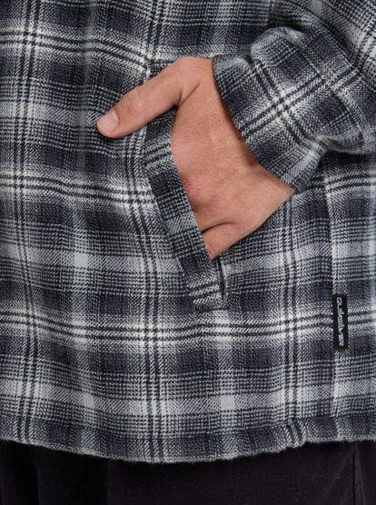 quiksilver, Venture Sherpa - Sobrecamisa de manga comprida para homem, BLACK VENTURE (kvj1) Venture Sherpa - Long Sleeve Overshirt for Men  EQYWT04645