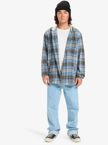 quiksilver, Hooded Surf - Camisa de manga larga para hombre, CHINA BLUE HOODED (bnd1) Hooded Surf - Long Sleeve Shirt for Men  EQYWT04650