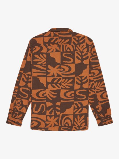 quiksilver, Motherfly Printed - Chemise manches longues pour Homme, ALMOND DESERT CHECKER (cmd6) Motherfly Printed - Long Sleeve Shirt for Men  EQYWT04653