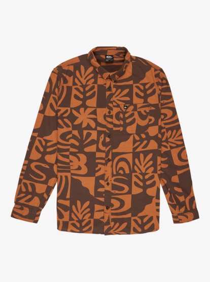 quiksilver, Motherfly Printed - Chemise manches longues pour Homme, ALMOND DESERT CHECKER (cmd6) Motherfly Printed - Long Sleeve Shirt for Men  EQYWT04653