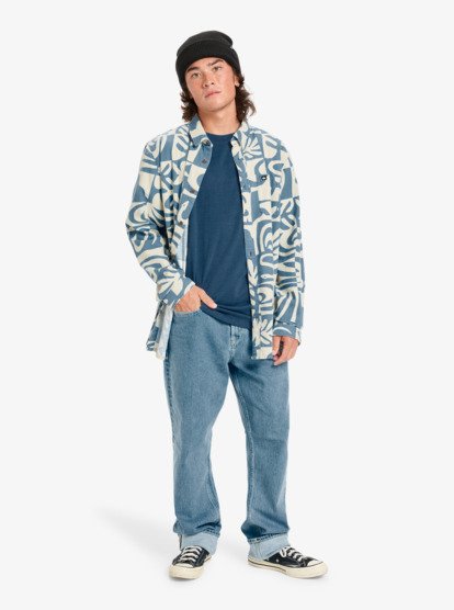 quiksilver, Motherfly Printed - Chemise manches longues pour Homme, CHINA BLUE DESERT CHECKER (bnd6) Motherfly Printed - Long Sleeve Shirt for Men  EQYWT04653