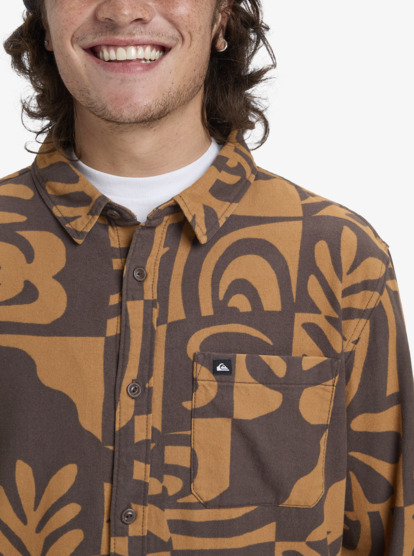 quiksilver, Motherfly Printed - Chemise manches longues pour Homme, ALMOND DESERT CHECKER (cmd6) Motherfly Printed - Long Sleeve Shirt for Men  EQYWT04653