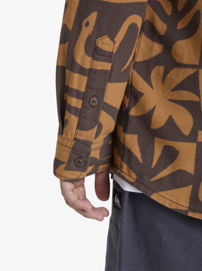 quiksilver, Motherfly Printed - Chemise manches longues pour Homme, ALMOND DESERT CHECKER (cmd6) Motherfly Printed - Long Sleeve Shirt for Men  EQYWT04653