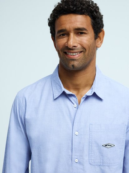 quiksilver, Diamond Chambray - Camicia a Maniche Lunghe da Uomo, ASHLEY BLUE (bhl0) Diamond Chambray - Long Sleeve Shirt for Men  EQYWT04666