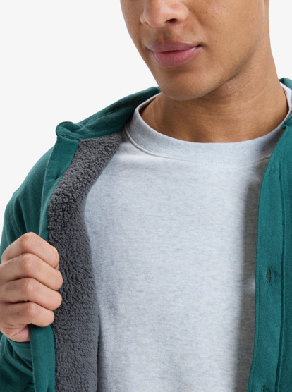 quiksilver, Husson Sherpa - Long Sleeve Overshirt for Men, TREKKING GREEN (tkr) Husson Sherpa - Long Sleeve Overshirt for Men  EQYWT04668