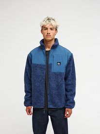Shallow Water - Men's Blue Men Green Zip-Up Sherpa Jacket | Quiksilver