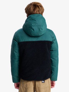 quiksilver, Scaly Reversible - Hooded Insulator Jacket for Boys 8-16, TREKKING GREEN (tkr) Scaly Reversible - Hooded Insulator Jacket for Boys 8-16  EQBJK03347