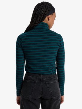 quiksilver, Mercury Turtle - Camiseta de manga larga para mujer, BOTANICAL GREEN MERCURY STRIPE (gze3) Mercury Turtle - Long Sleeve T-Shirt for Women  EQWKT03206