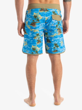 quiksilver, Highline Scallop 19" - Board Shorts for Men, CORONET BLUE NATURAMA (blq6) Highline Scallop 19" - Board Shorts for Men  EQYBS04865
