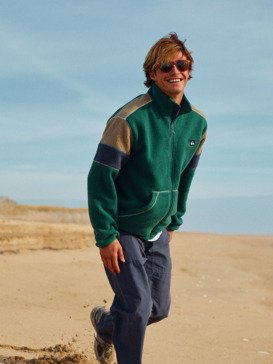 quiksilver, Clean Coast Block - Fleece met Rits voor Heren, TREKKING GREEN (tkr) Clean Coast Block - Full Zip Fleece for Men  EQYPF03065
